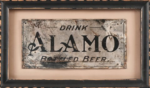 Alamo Beer Pre-Prohibition Tin Advertising Sign