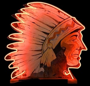 Old Indian Chief Neon Sign From Idaho Curio Shop