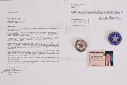 Texas Ranger Johnny Krumnow (2) Badges & ID Card