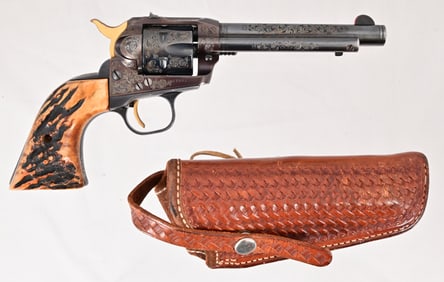 Engraved Ruger Single Six .22 Stag Grips