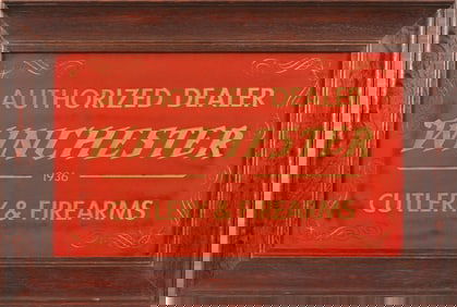 Winchester Dealer Reverse Glass Sign 1936