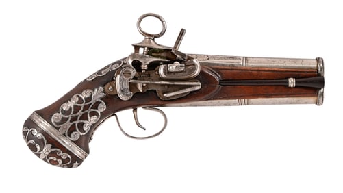 Scarce Spanish Double Barrel Flintlock Pistol