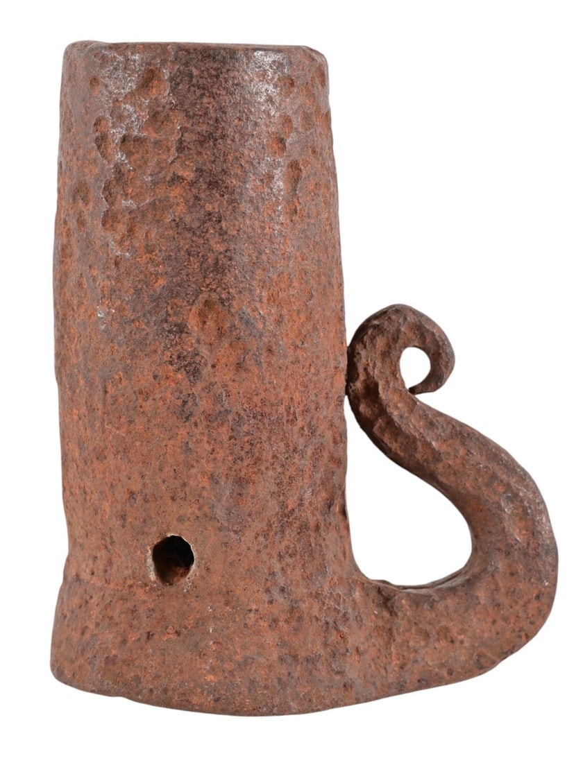 Spanish Colonial Signal Cannon "Thunder Mug": Large hand-forged "Thunder Mug" mortar/signal cannon 3.5" x 5.5" x 7"