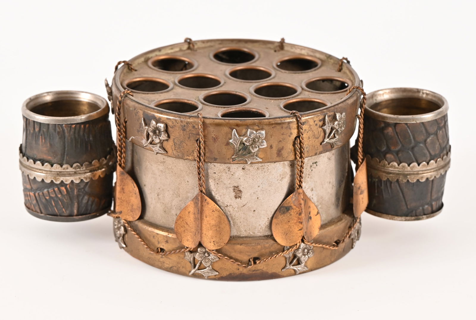 Cigar Store Civil War Drum Cigar Holder: Countertop cigar and match holder. 3' x 7 1/2".