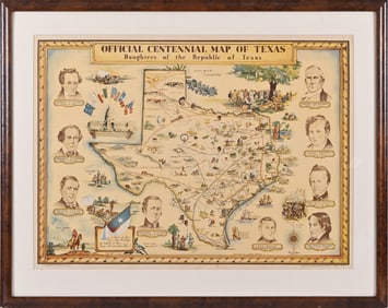 Texas Centennial Map by Daughters of The Republic