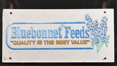 Bluebonnet Feeds Advertising Tin Sign