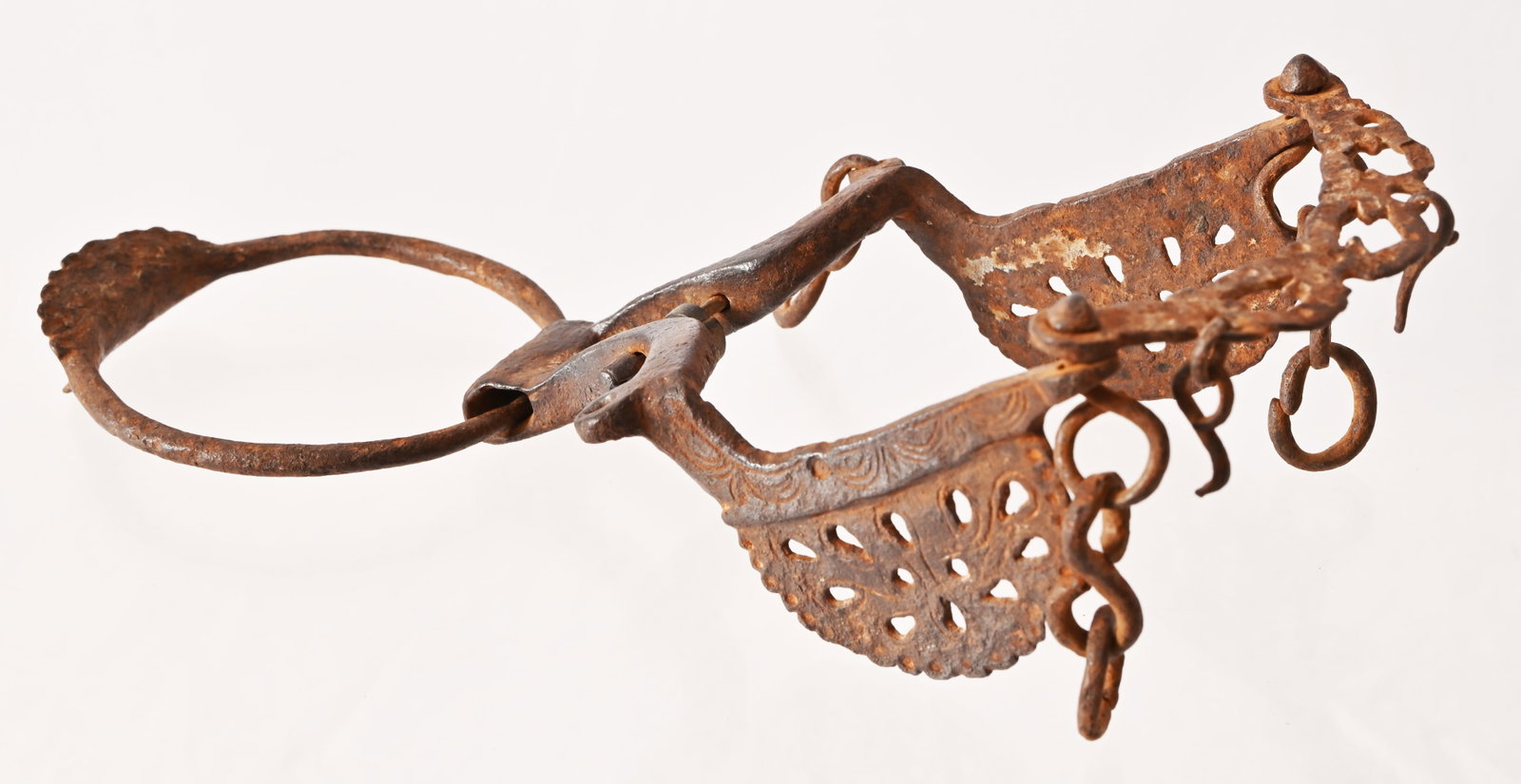 Antique Spanish Colonial Forged Horse Bit: Hand-forged Spanish Colonial iron horse bit