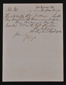 1870 Army Depot Quartermaster Alamo Letter