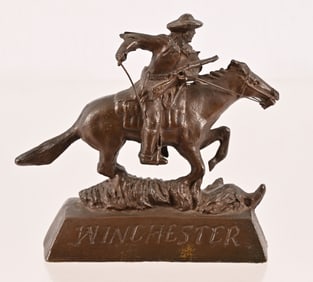 Winchester Advertising Bronze Cowboy On Horse