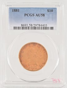 1881 Liberty Head $10 Gold Coin PCGS AU58