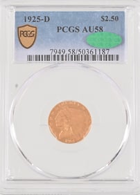 1925-D Indian Head $2.50 Gold Coin PCGS AU58 CAC