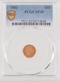 1853 Liberty Head $1 Gold Coin PCGS XF45