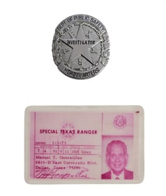 Texas Ranger M.T. Gonzaullas Badge & I.D. Card