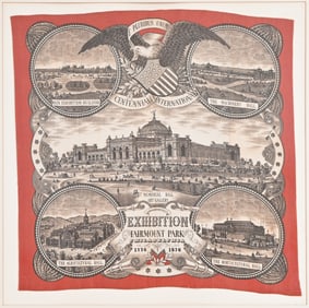 Antique 1876 Centennial Exposition Souvenir Linen