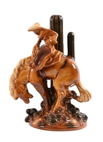 Haeger Bucking Bronco Cowboy Ceramic Sculpture