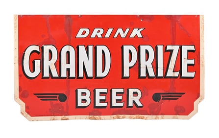 Grand Prize Beer Double Sided Porcelain Sign