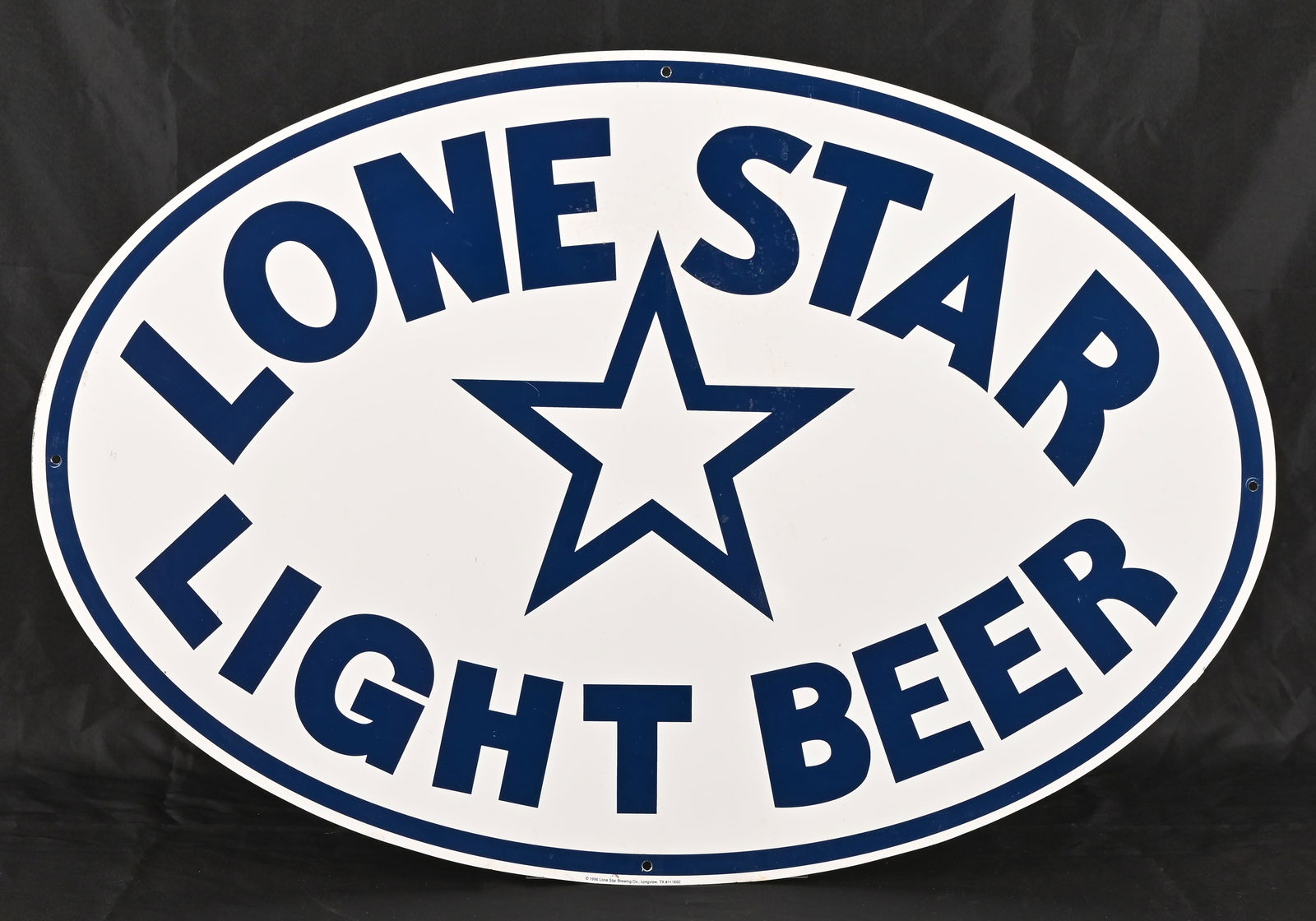 Lone Star Light Beer Oval Tin Advertising Sign: Measures 23.5" x 35"