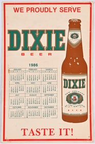 Dixie Beer Calendar Sign
