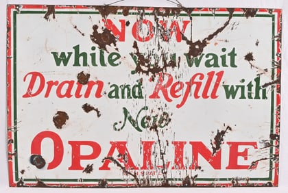 Sinclair Opaline Porcelain Drain & Fill Sign