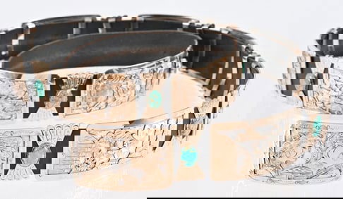 Gold Turquoise & Sterling Navajo Concho Belt
