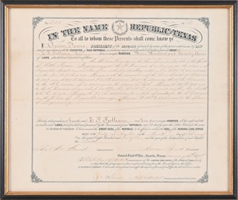 Republic of Texas Land Grant Anson Jones
