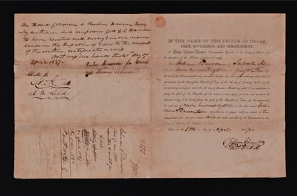Thomas Jefferson Chambers Signed Document