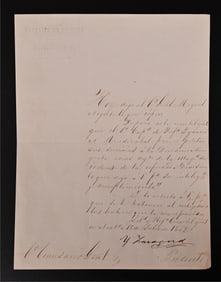 1862 Mexican General Zaragoza Written Document