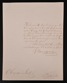 1862 Mexican General Zaragoza Written Document