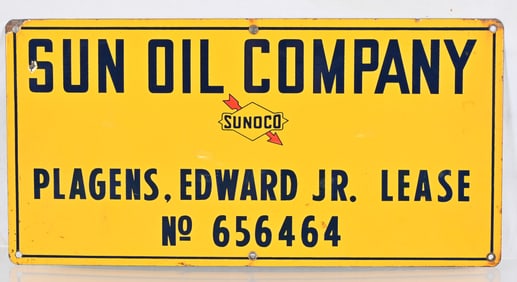 Sun Oil Company Porcelain Lease Sign