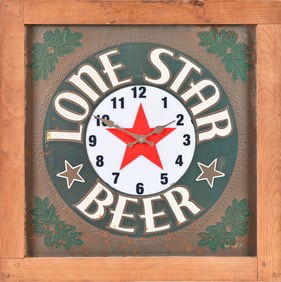 Lone Star Beer Punched Tin Advertising Clock