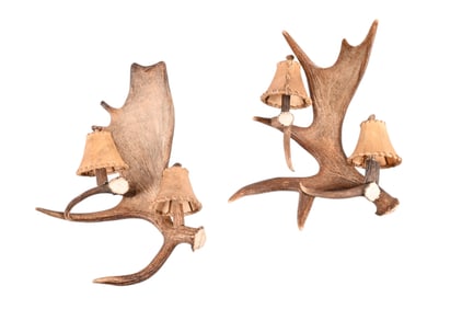 Two Moose Antler Lamps