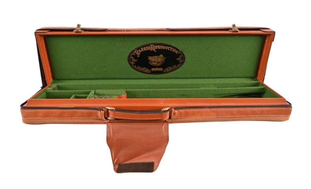 Parker Reproduction Winchester Leather Gun Case: Side by side custom gun case. 28" x 7" x 3 1/2".
