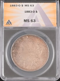 1883-O Morgan Silver Dollar ANACS Graded MS63