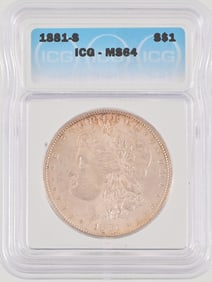 1881-S Morgan Silver Dollar ICG Graded MS64