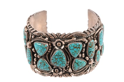 Navajo Kingman Waterweb Turquoise Cuff