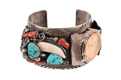 Navajo Multi Stone Sterling Cuff w/ Helbros Watch