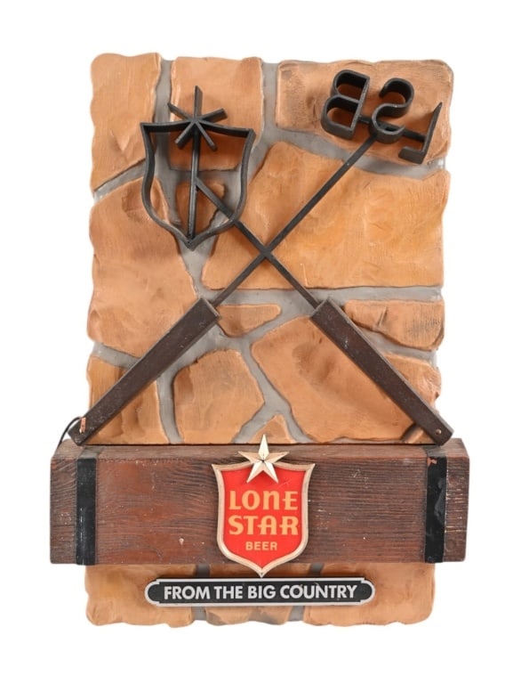 Lone Star Beer Branding Iron Sign: "From The Big Country", advertising series. Plastic 12x18