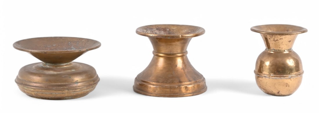 Collection Of (3) Brass Spittoons: (11" dia. x 6 1/2") - (9 1/2" dia. x 8") - (7 1/4" dia. x 8 3/4")