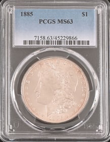 1885 Morgan Silver Dollar PCGS Graded MS63