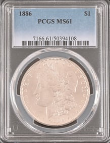 1886 Morgan Silver Dollar PCGS Graded MS61