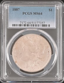 1887 Morgan Silver Dollar PCGS Graded MS64