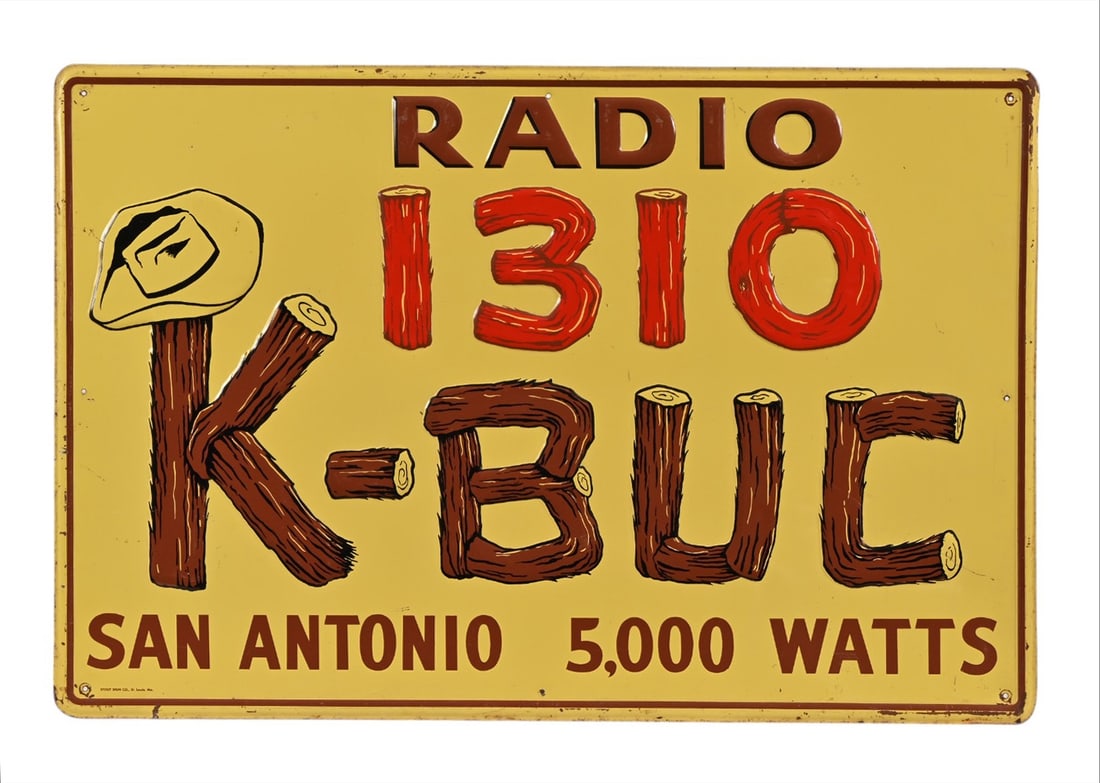K-Buc Radio San Antonio Texas Tin Sign: Very good condition K-Buc tin sign. Measures 23.75" x 25.5"