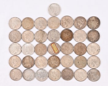 Collection of (36) Peace US Silver Dollars
