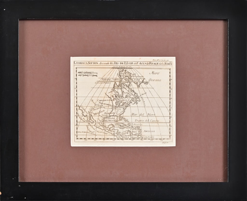 Circa 1720 Map Texas as Part of "Nuovo Messico": Very early 18th Century map of North America showing what is today Texas as part of "Nuovo Messico," L'America Setten. Secondo II Sig de L'Isle dell Acad. Reale delle Scien. De L'Isle.