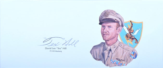 WW2 Ace Fighter Pilot "Tex" Hill Signature Cut