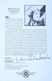 WW2 Ace Fighter Pilot Donald Blakeslee Signed Card