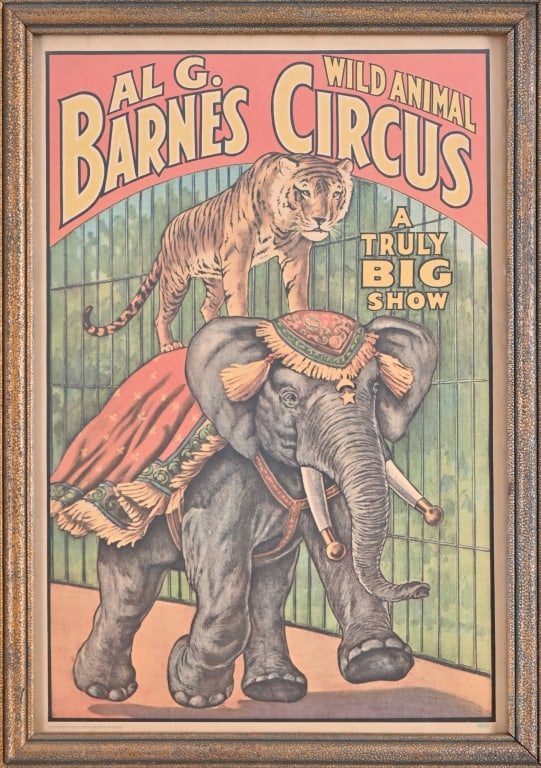 Al G. Barnes Wild Animal Circus Poster c.1960: Framed 14.5" x 20.5"