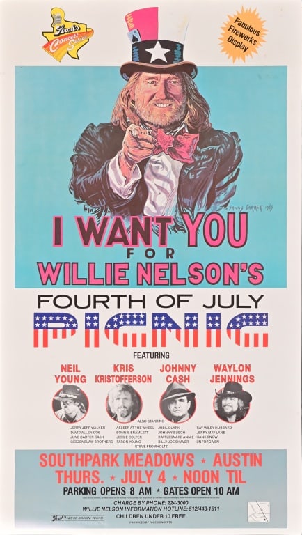 Willie Nelson 4th of July 1984 Picnic Poster