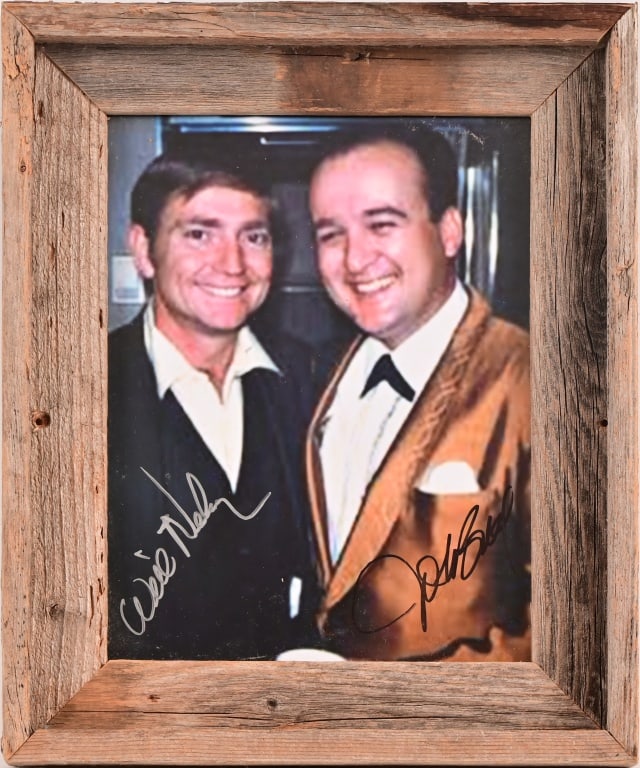 Willie Nelson, Johnny Bush Signed 8x10 Photo: Framed 10.5" x 12.5"