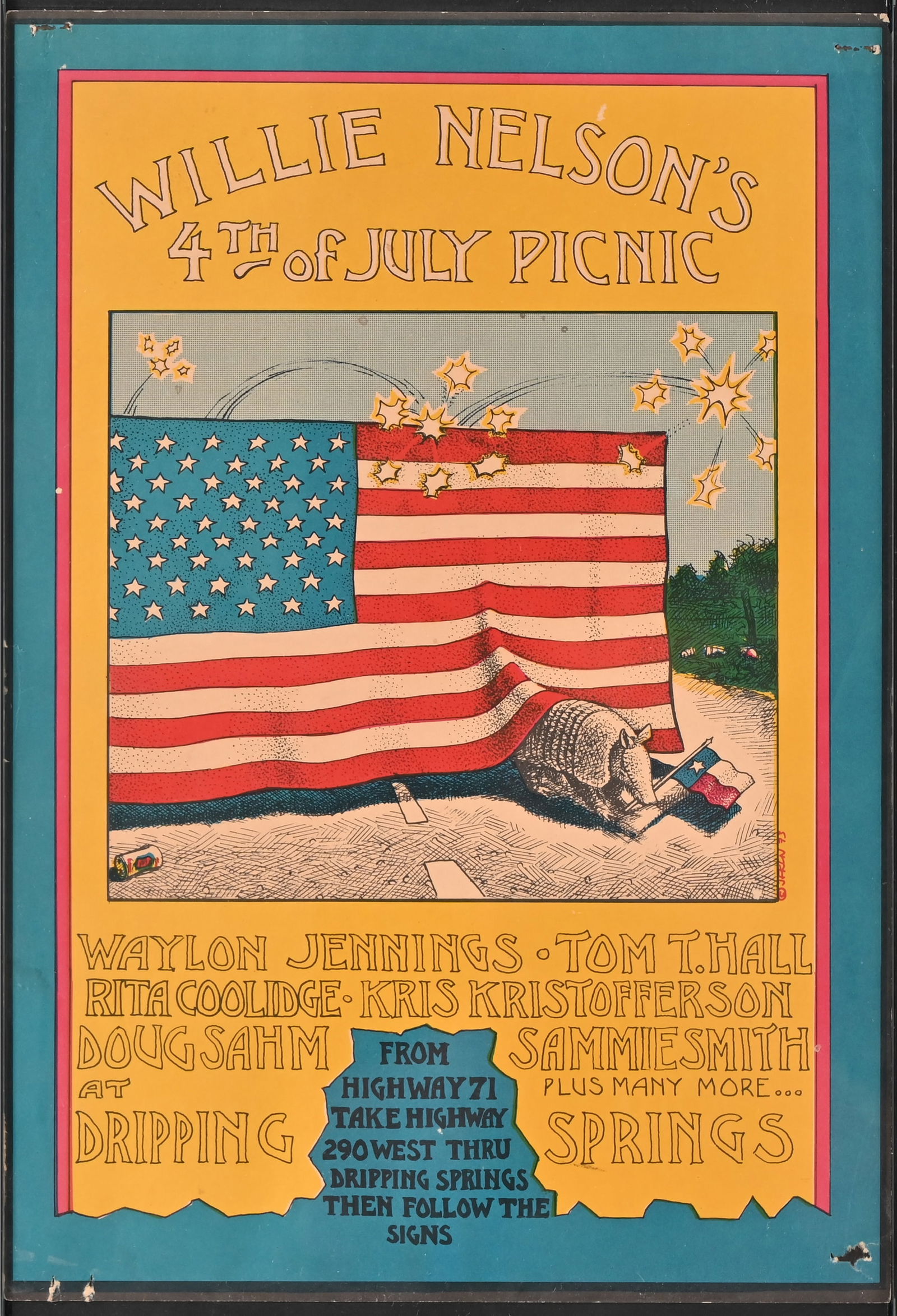 Willie Nelson First 4th of July Picnic Poster 1973 (1 of 5)